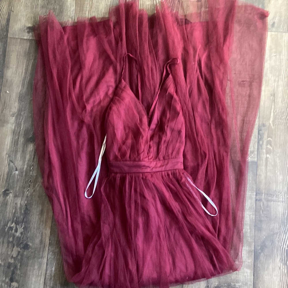 Burgundy backless maxi dress